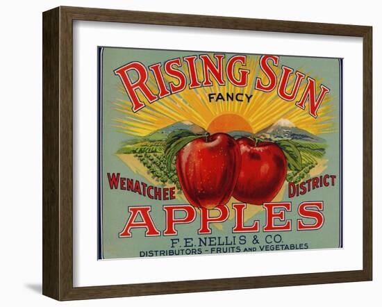 Fruit Crate Labels: Rising Sun Fancy Apples; F.E. Nellis and Company-null-Framed Art Print