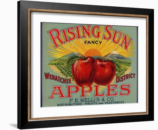 Fruit Crate Labels: Rising Sun Fancy Apples; F.E. Nellis and Company-null-Framed Art Print