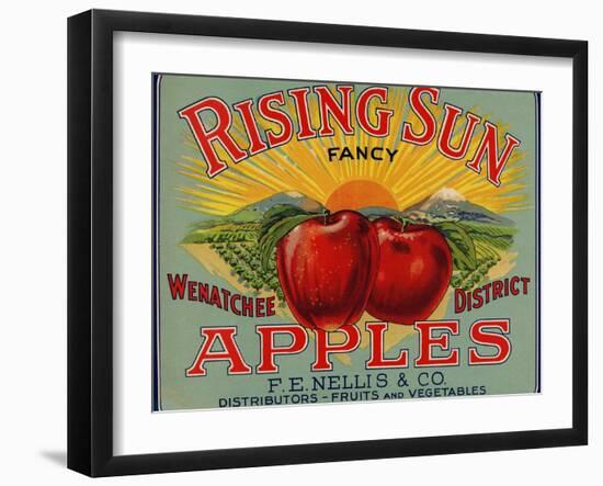 Fruit Crate Labels: Rising Sun Fancy Apples; F.E. Nellis and Company-null-Framed Art Print