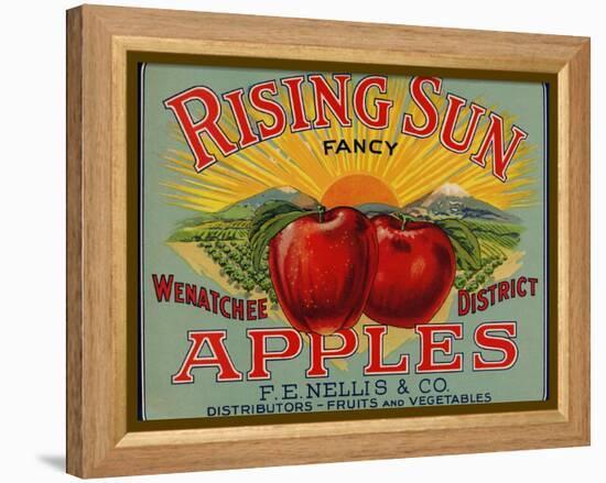 Fruit Crate Labels: Rising Sun Fancy Apples; F.E. Nellis and Company-null-Framed Stretched Canvas