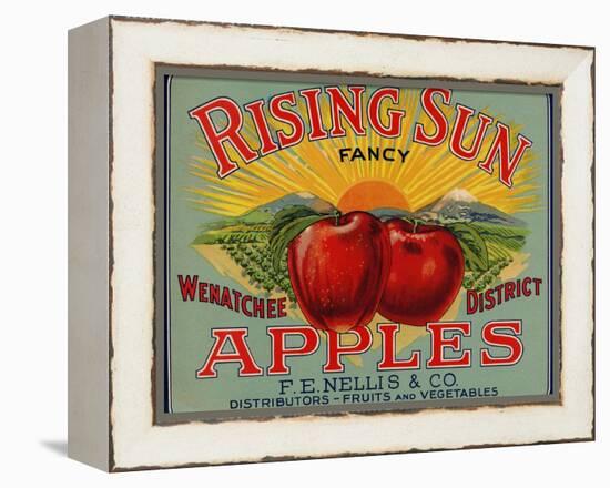 Fruit Crate Labels: Rising Sun Fancy Apples; F.E. Nellis and Company-null-Framed Stretched Canvas