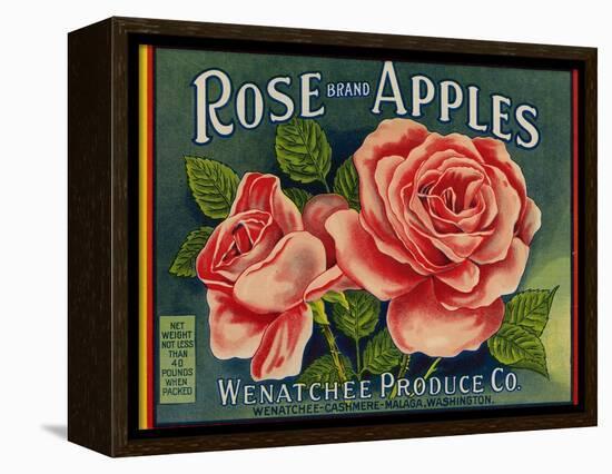 Fruit Crate Labels: Rose Brand Apples; Wenatchee Produce Company-null-Framed Stretched Canvas