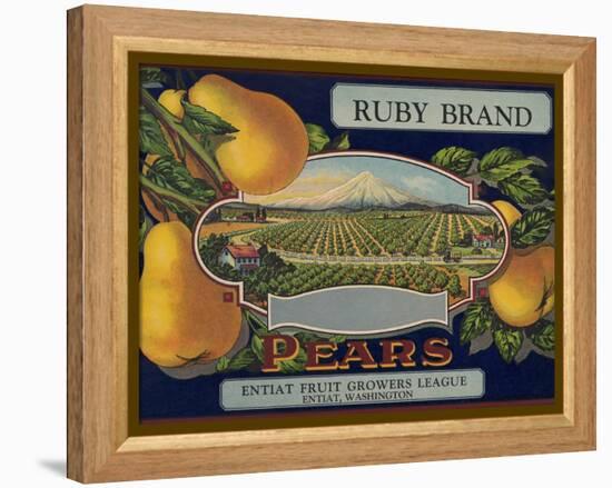 Fruit Crate Labels: Ruby Brand Pears; Entiat Fruit Growers League-null-Framed Stretched Canvas