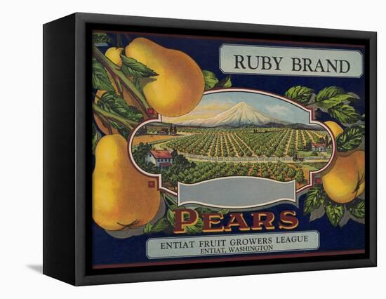 Fruit Crate Labels: Ruby Brand Pears; Entiat Fruit Growers League-null-Framed Stretched Canvas