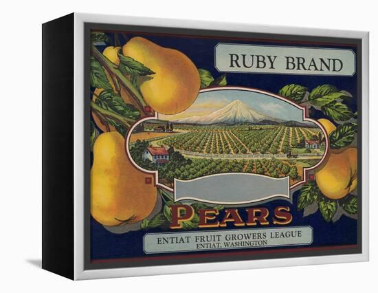 Fruit Crate Labels: Ruby Brand Pears; Entiat Fruit Growers League-null-Framed Stretched Canvas