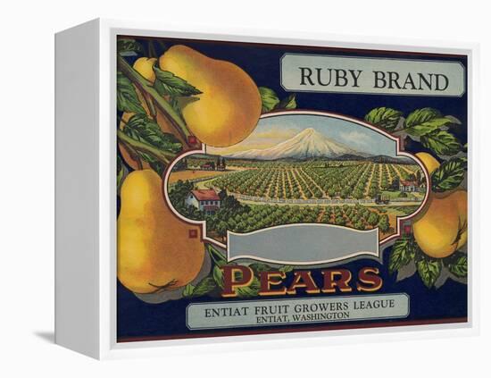 Fruit Crate Labels: Ruby Brand Pears; Entiat Fruit Growers League-null-Framed Stretched Canvas