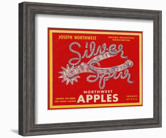 Fruit Crate Labels: Silver Spur Northwest Apples-null-Framed Art Print