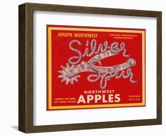 Fruit Crate Labels: Silver Spur Northwest Apples-null-Framed Art Print