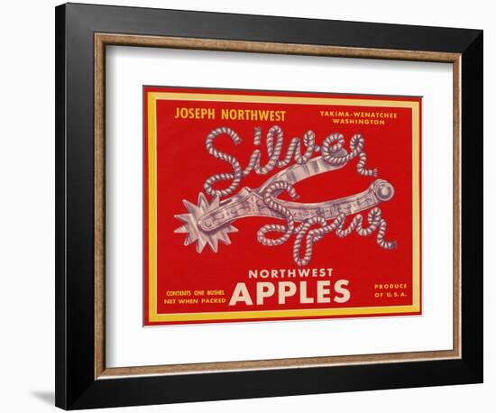 Fruit Crate Labels: Silver Spur Northwest Apples-null-Framed Art Print