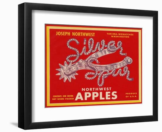 Fruit Crate Labels: Silver Spur Northwest Apples-null-Framed Art Print