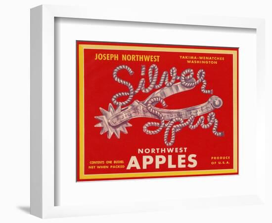 Fruit Crate Labels: Silver Spur Northwest Apples-null-Framed Art Print