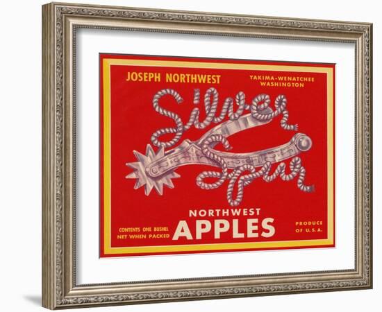 Fruit Crate Labels: Silver Spur Northwest Apples-null-Framed Art Print