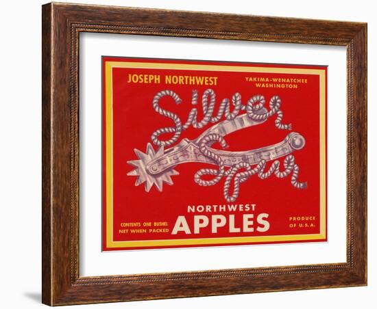 Fruit Crate Labels: Silver Spur Northwest Apples-null-Framed Art Print