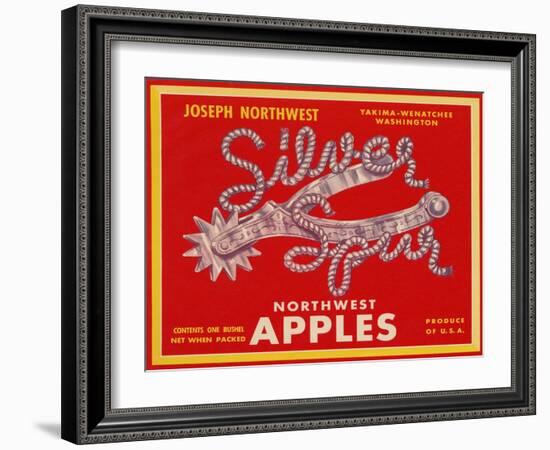 Fruit Crate Labels: Silver Spur Northwest Apples-null-Framed Art Print