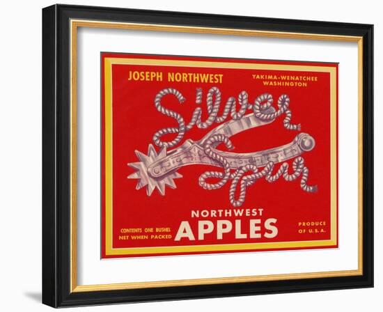 Fruit Crate Labels: Silver Spur Northwest Apples-null-Framed Art Print