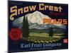 Fruit Crate Labels: Snow Crest Brand Pears; Earl Fruit Company-null-Mounted Art Print