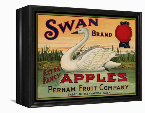 Fruit Crate Labels: Swan Brand Extra Fancy Apples; Perham Fruit Company-null-Framed Stretched Canvas