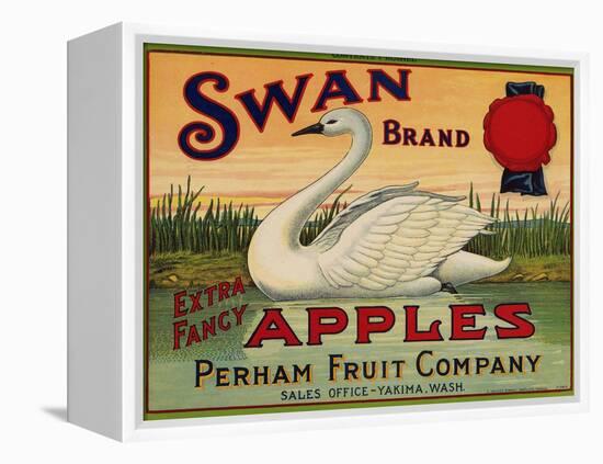 Fruit Crate Labels: Swan Brand Extra Fancy Apples; Perham Fruit Company-null-Framed Stretched Canvas