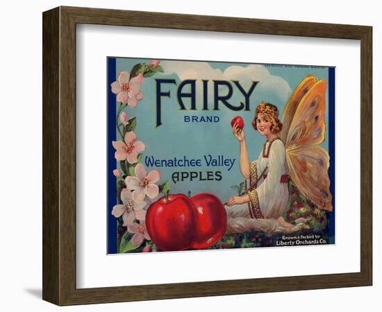 Fruit Crate Labels: Wenatchee Valley Apples; Fairy Brand-null-Framed Art Print