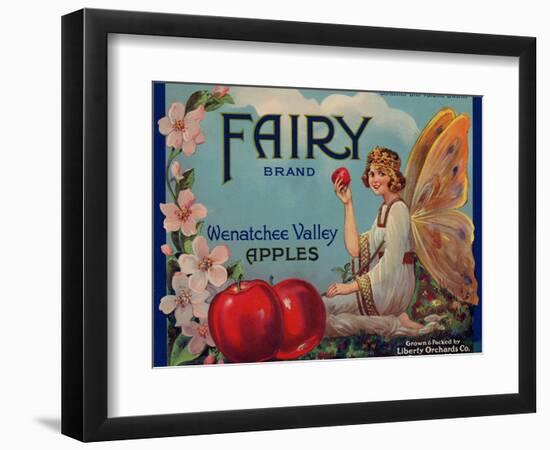 Fruit Crate Labels: Wenatchee Valley Apples; Fairy Brand-null-Framed Art Print