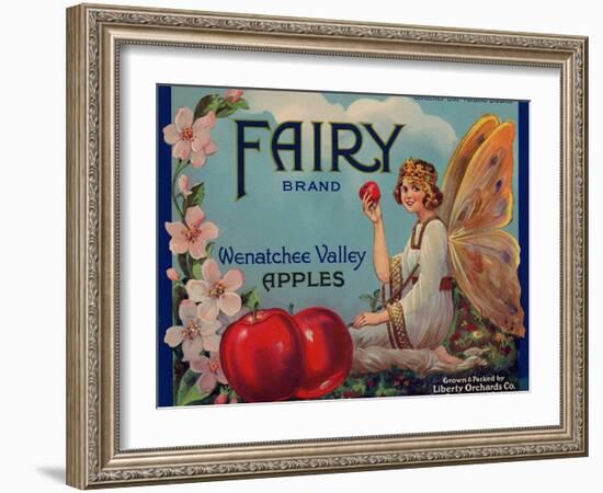 Fruit Crate Labels: Wenatchee Valley Apples; Fairy Brand-null-Framed Art Print