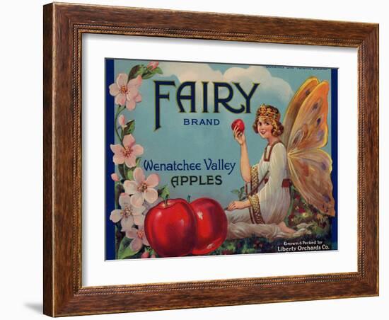 Fruit Crate Labels: Wenatchee Valley Apples; Fairy Brand-null-Framed Art Print