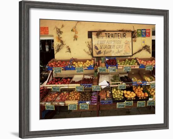 Fruit Displayed Outside Shop, Calvi, Corsica, France-Yadid Levy-Framed Photographic Print