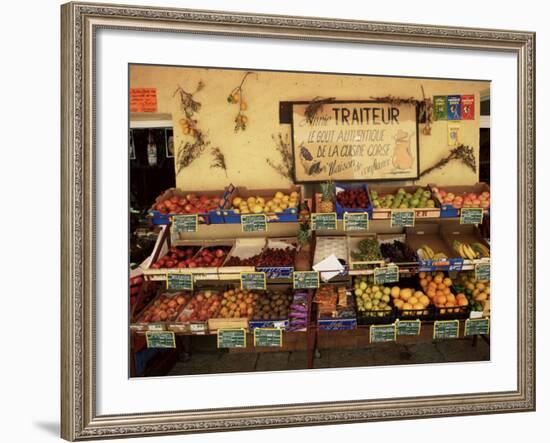 Fruit Displayed Outside Shop, Calvi, Corsica, France-Yadid Levy-Framed Photographic Print