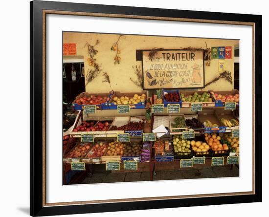 Fruit Displayed Outside Shop, Calvi, Corsica, France-Yadid Levy-Framed Photographic Print