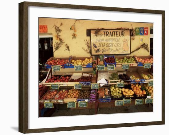 Fruit Displayed Outside Shop, Calvi, Corsica, France-Yadid Levy-Framed Photographic Print