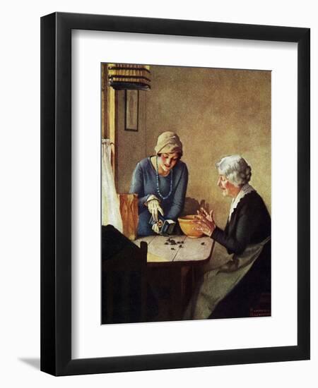 Fruit of the Vine (or Mother and Daughter Pouring Raisins at Table)-Norman Rockwell-Framed Giclee Print