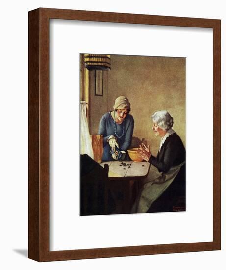 Fruit of the Vine (or Mother and Daughter Pouring Raisins at Table)-Norman Rockwell-Framed Giclee Print