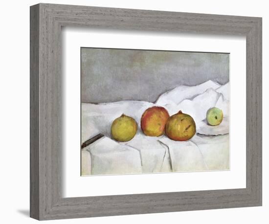 Fruit on a Cloth, c.1890-Paul Cézanne-Framed Giclee Print