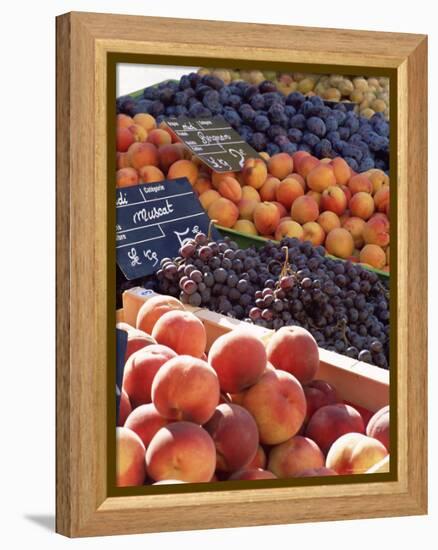 Fruit, Peaches and Grapes, for Sale on Market in the Rue Ste. Claire, Rhone-Alpes, France-Ruth Tomlinson-Framed Premier Image Canvas