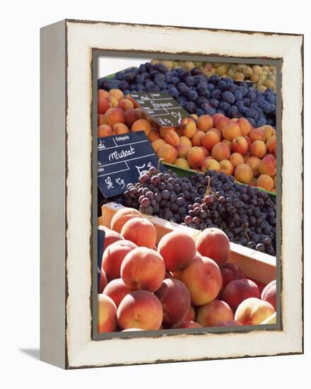Fruit, Peaches and Grapes, for Sale on Market in the Rue Ste. Claire, Rhone-Alpes, France-Ruth Tomlinson-Framed Premier Image Canvas