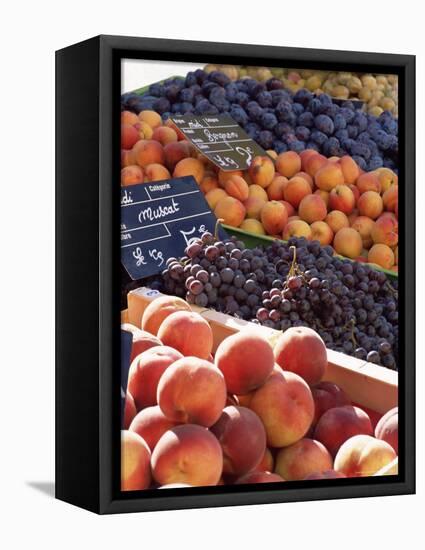 Fruit, Peaches and Grapes, for Sale on Market in the Rue Ste. Claire, Rhone-Alpes, France-Ruth Tomlinson-Framed Premier Image Canvas