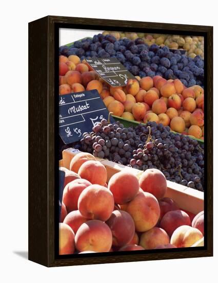 Fruit, Peaches and Grapes, for Sale on Market in the Rue Ste. Claire, Rhone-Alpes, France-Ruth Tomlinson-Framed Premier Image Canvas