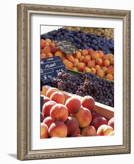 Fruit, Peaches and Grapes, for Sale on Market in the Rue Ste. Claire, Rhone-Alpes, France-Ruth Tomlinson-Framed Photographic Print