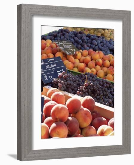 Fruit, Peaches and Grapes, for Sale on Market in the Rue Ste. Claire, Rhone-Alpes, France-Ruth Tomlinson-Framed Photographic Print