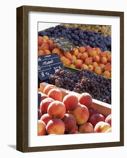 Fruit, Peaches and Grapes, for Sale on Market in the Rue Ste. Claire, Rhone-Alpes, France-Ruth Tomlinson-Framed Photographic Print