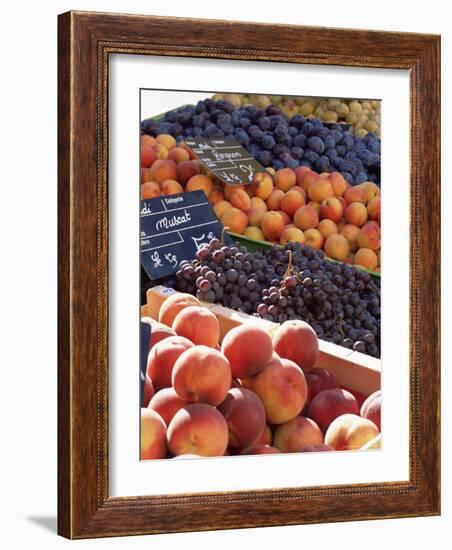 Fruit, Peaches and Grapes, for Sale on Market in the Rue Ste. Claire, Rhone-Alpes, France-Ruth Tomlinson-Framed Photographic Print