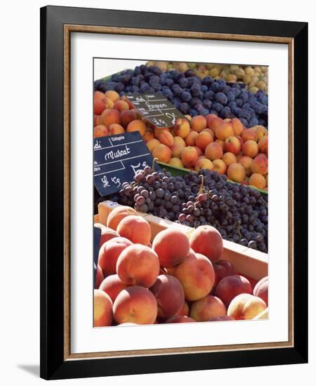 Fruit, Peaches and Grapes, for Sale on Market in the Rue Ste. Claire, Rhone-Alpes, France-Ruth Tomlinson-Framed Photographic Print