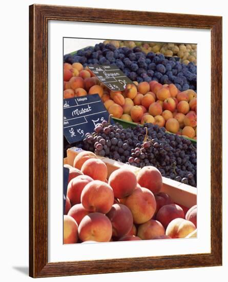 Fruit, Peaches and Grapes, for Sale on Market in the Rue Ste. Claire, Rhone-Alpes, France-Ruth Tomlinson-Framed Photographic Print