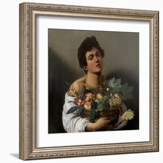 Fruit seller (Boy with Basket of Fruit)-Caravaggio-Framed Art Print