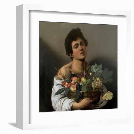 Fruit seller (Boy with Basket of Fruit)-Caravaggio-Framed Art Print