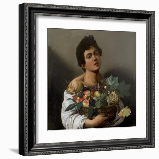 Fruit seller (Boy with Basket of Fruit)-Caravaggio-Framed Art Print