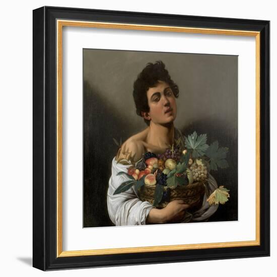 Fruit seller (Boy with Basket of Fruit)-Caravaggio-Framed Art Print