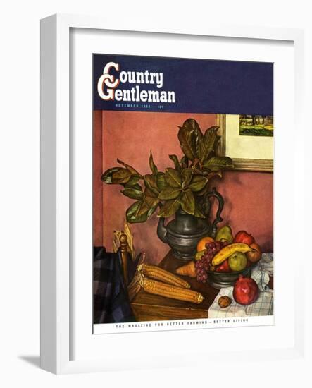 "Fruit Still Life," Country Gentleman Cover, November 1, 1950-Luigi Lucioni-Framed Giclee Print
