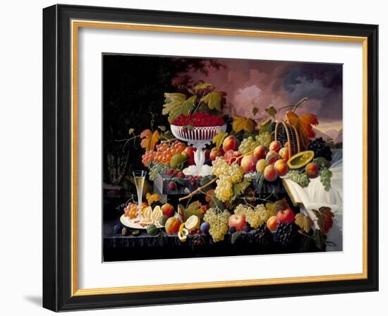 Fruit Still Life in a Landscape, c.1862-72-Severin Roesen-Framed Giclee Print