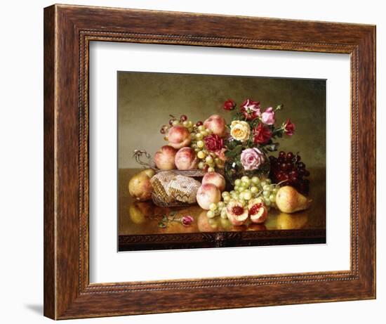 Fruit Still-Life with Roses and Honeycomb, 1904-Robert Spear Dunning-Framed Giclee Print